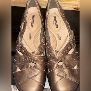 Clarks Women's Metallic Bronze Leather Flats